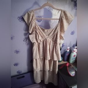 Doe And Rae Tan And White Floral Dress